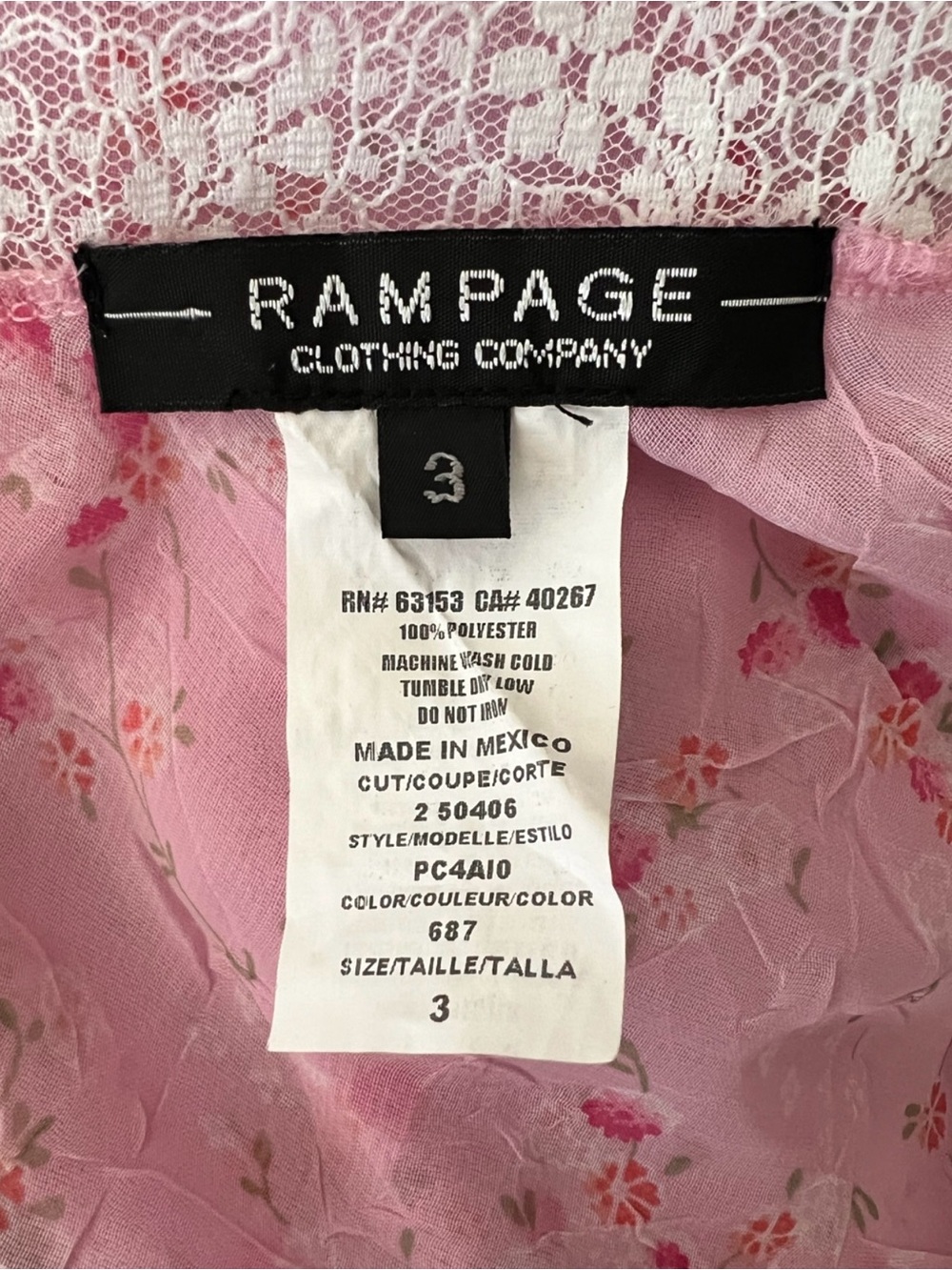 Vintage Rampage Pink Sheer Floral & Lace Coquette Fairy Maxi Dress - Picture 9 of 9